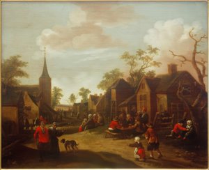 Rue de village animée