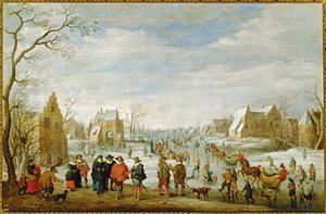 Paysage hivernal avec patineurs ... (peinture sur toile)
