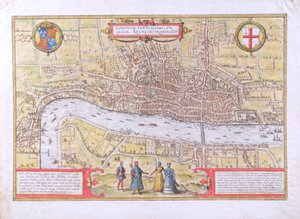 Carte de Londres, de Civitates Orbis Terrarum, par Georg Braun et Frans Hogenburg, vers 1572