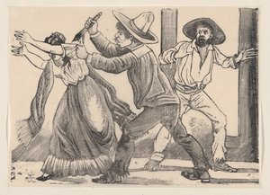 Un homme attrapant une femme par la manche et la poignardant, 1891