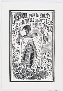 Un homme tenant un morceau de tissu avec une image de la Vierge, illustration pour ..., vers 1880-1910
