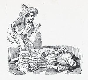Un homme avec un fusil debout sur une femme qu