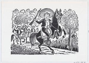 Un soldat révolutionnaire à cheval avec un fusil Heraclio Bernal, vers 1880-1910 - José Guadalupe Posada