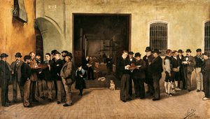 Le commerce du safran. Peinture de José Bru Albiñana (19ème siècle) 1880 Valence. Musée des Beaux-Arts San Pio V.