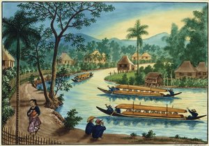 Manille et ses environs : Vue près de la ville de Taguig sur la rivière Pasig - Jose Honorato Lozano