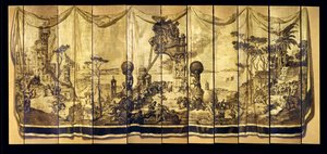 Vision Méditerranéenne, paravent à onze feuilles, vers 1925