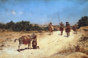 La rencontre de Sancho Panza et de son âne Rucio, Illustration de Don Quichotte, vers 1878