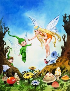 Le lutin arc-en-ciel (gouache sur papier)