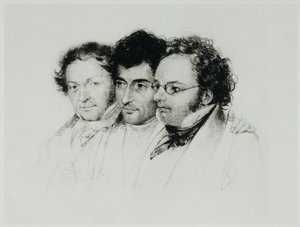 Johann Baptist Jenger, Anselm Huettenbrenner, et Franz Schubert ... - Josef Eduard Teltscher