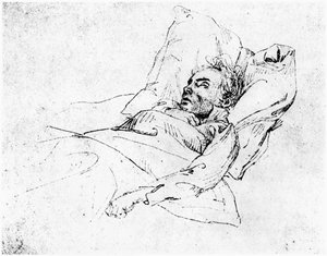 Ludwig van Beethoven (1770-1827) sur son lit de mort, 28 mars 1827