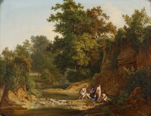 Paysage avec baigneurs