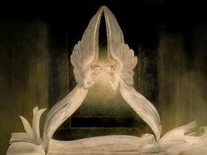 Christus im Grab von Engeln bewacht - Josef Johann Michel