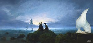 JJM recrée Friedrich-C-D: Lever de lune sur la mer (observateur silencieux)