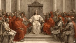 Jésus devant Pilate sur le siège du juge
