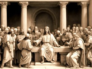 Jésus enseigne dans le temple
