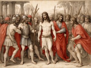 Jésus moqué et battu par les soldats romains