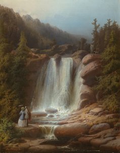 Cascade de la rivière Mumlava dans les Montagnes Géantes, 1850-53