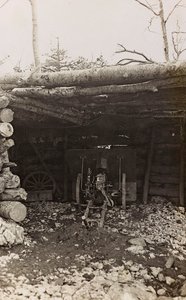Album "Meine weltkriegs - Erinnerungen South-West Front (Carinthie, Italie, Tyrol du Sud) 31/03/1915-12/11/1918 - Josef Zohles Wien": cabane avec canon