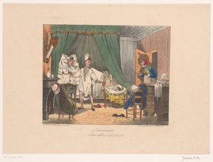 Hôtelière chassant une dame et un monsieur de la chambre