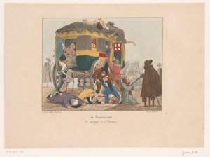 Omnibus avec passagers attaqué - Joseph Ambroise Jobard