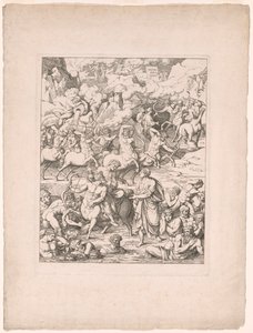 Dante traverse le fleuve de sang des tyrans et des meurtriers sur le dos de Nessus le centaure - Joseph Anton Koch