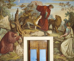 Dante dormant, attaqué par des bêtes sauvages, et rencontrant Virgile