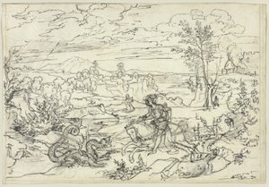 Paysage avec Saint Georges et le Dragon et le Mont Soratte - Joseph Anton Koch