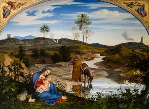 Repos pendant le fuite en Egypte, vers 1820-1825 (Huile sur bois (noyer))