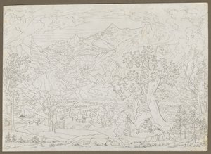 Le Glacier de Grindelwald avec Chasseur et Paysanne au Premier Plan, vers 1823