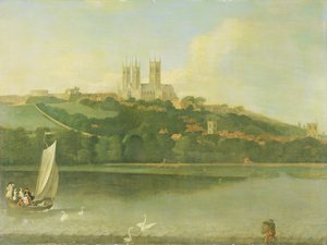 Vue de la cathédrale et de la ville de Lincoln depuis la rivière, vers 1760 - Joseph Baker
