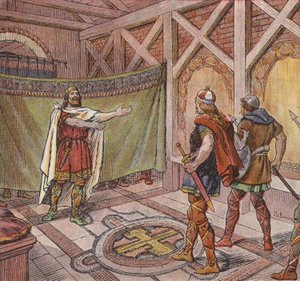 Clotaire Ier voit les pieds des assassins ordonnés de le tuer par son frère Théodoric