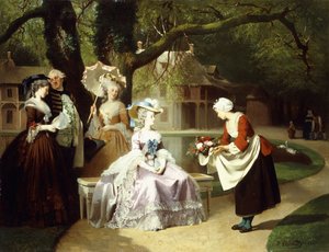 Marie-Antoinette et Louis XVI dans le jardin des Tuileries avec Madame Lamballe