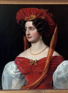 Portrait de femme au chapeau rouge
