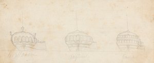 Poupe décorative de trois navires - Joseph Cartwright