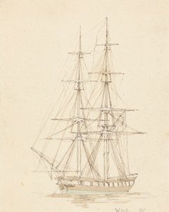 Brig hermaphrodite simple, proue en avant - Joseph Cartwright
