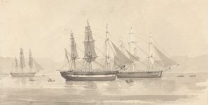 Trois navires avec gréement de barque