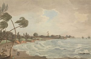 Baie de Bencooler, petite route et quai, Fort Marlborough, Sumatra, 1799