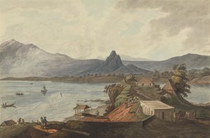 Rocher du Padre et Montagne du Pain de Sucre depuis Bencooler, Sumatra, 1799