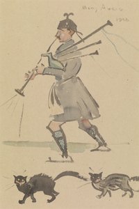Highlander jouant de la cornemuse - Joseph Crawhall