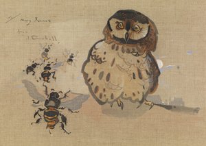 Chouette et abeilles - Joseph Crawhall