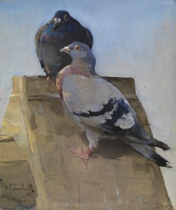 Pigeons sur le toit - Joseph Crawhall