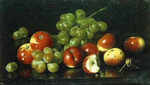 Nature morte avec pommes sauvages et raisins - Joseph Decker