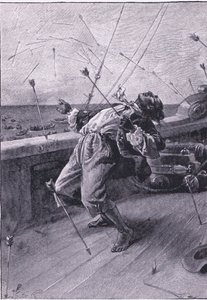 Ils ont lâché leurs flèches et ont tué le pauvre Vendredi (lithographie)