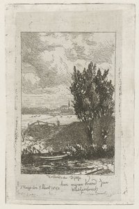 Paysage de prairie avec fossé Hollandsche Dijktje (titre sur l