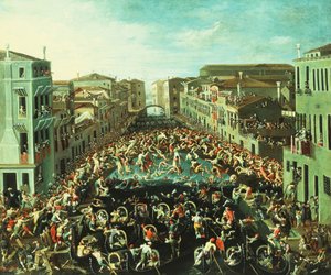 Le combat entre les Nicolotti et les Castellani, sur le Ponte dei Pugni, Venise, 1673 - Joseph Heintz