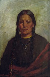 Fille du chef Little Chief (huile sur toile)