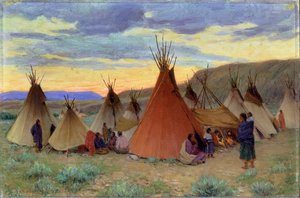 Soirée sur la réserve Crow, Montana - Joseph Henry Sharp