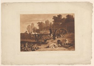 Cour de ferme avec coq, poules et cochons (Études de paysages, Liber Studiorum)