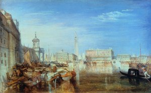 Pont des Soupirs, Palais des Doges et Douane, Venise : Peinture de Canaletti, 1833