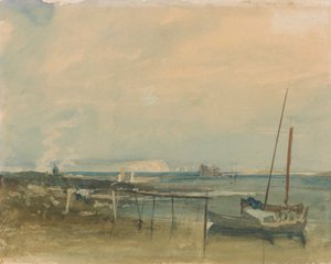 Scène côtière avec falaises blanches et bateaux sur le rivage - Joseph Mallord William Turner